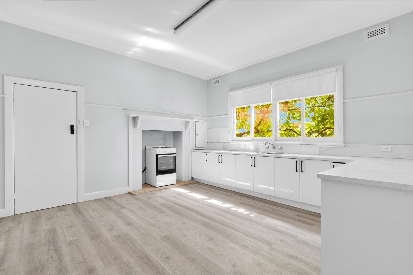 Kitchen with a large window