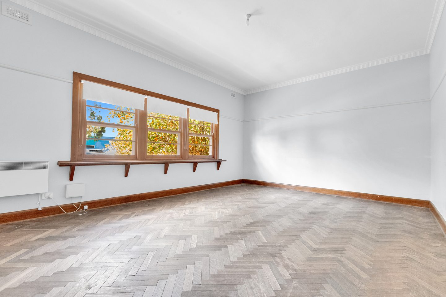 Living room with parquet flooring