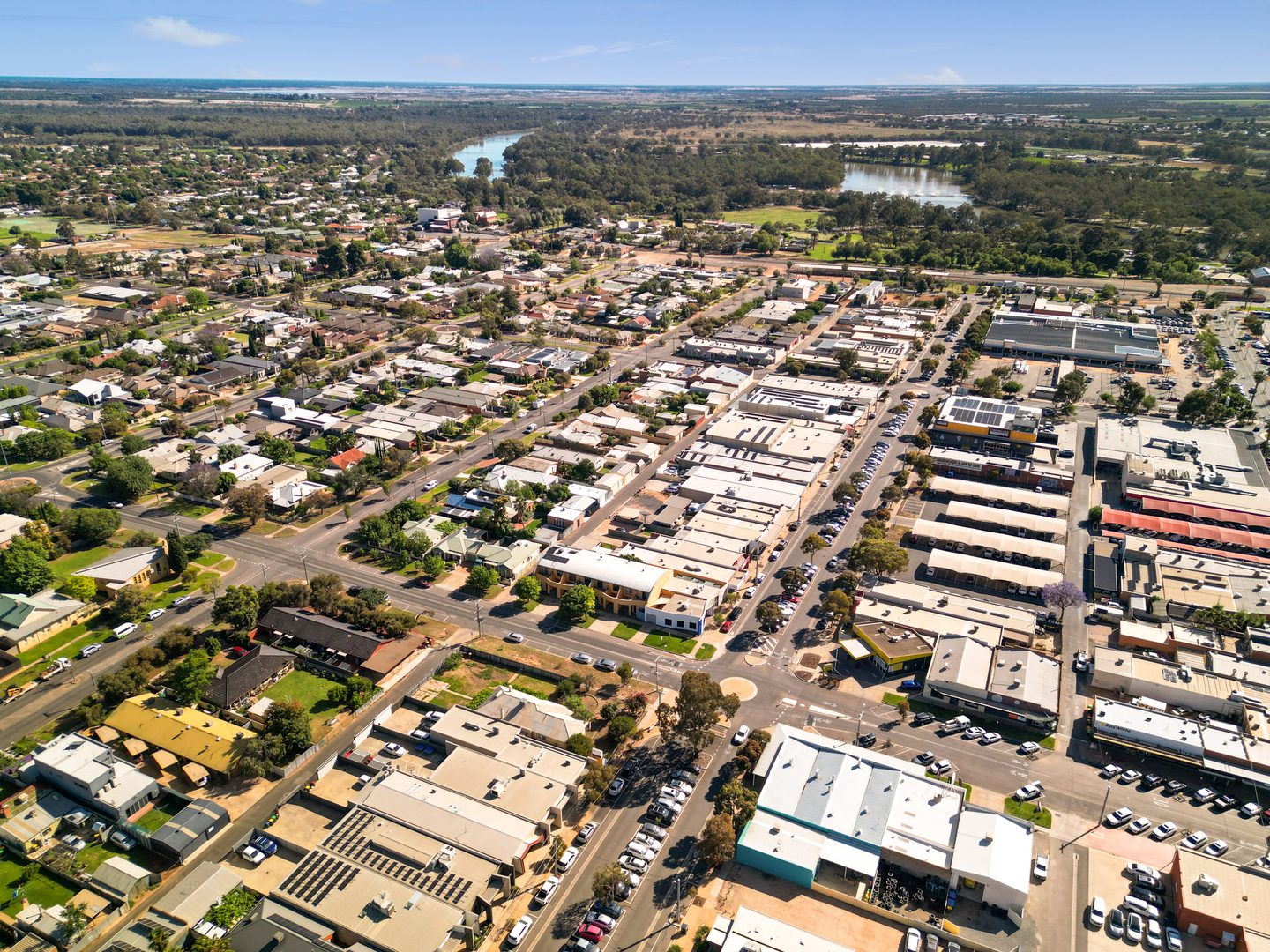 Aerial view across central Mildura